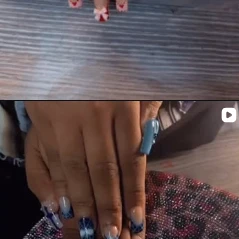 Blue and black custom nail set