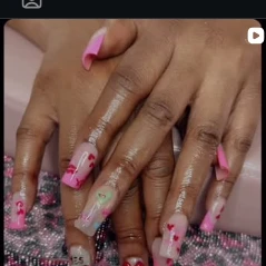 Pink custom acrylic nails